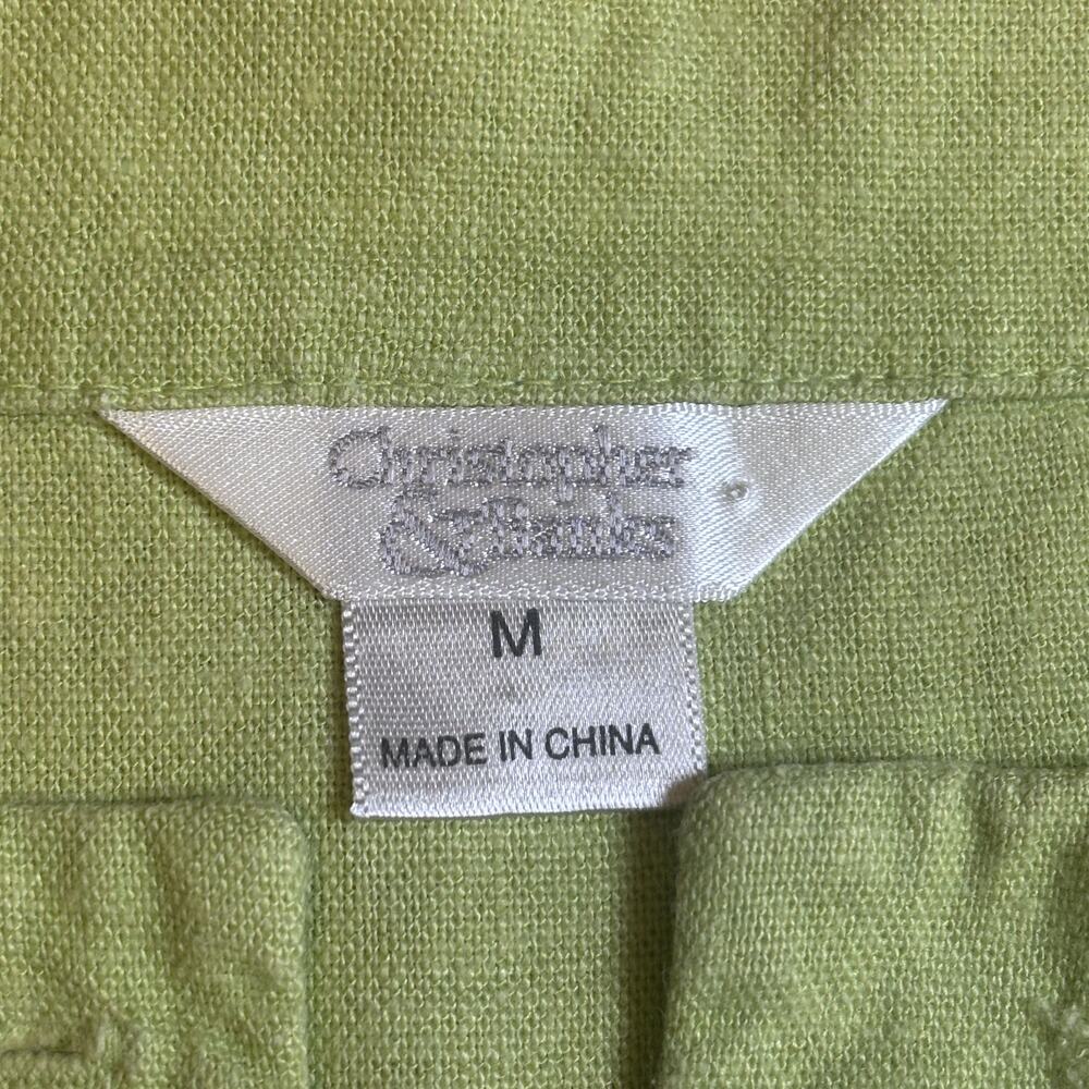 Christopher & Banks Linen Blend Top Sz M Lime Green Minimalist Blouse - Picture 5 of 10